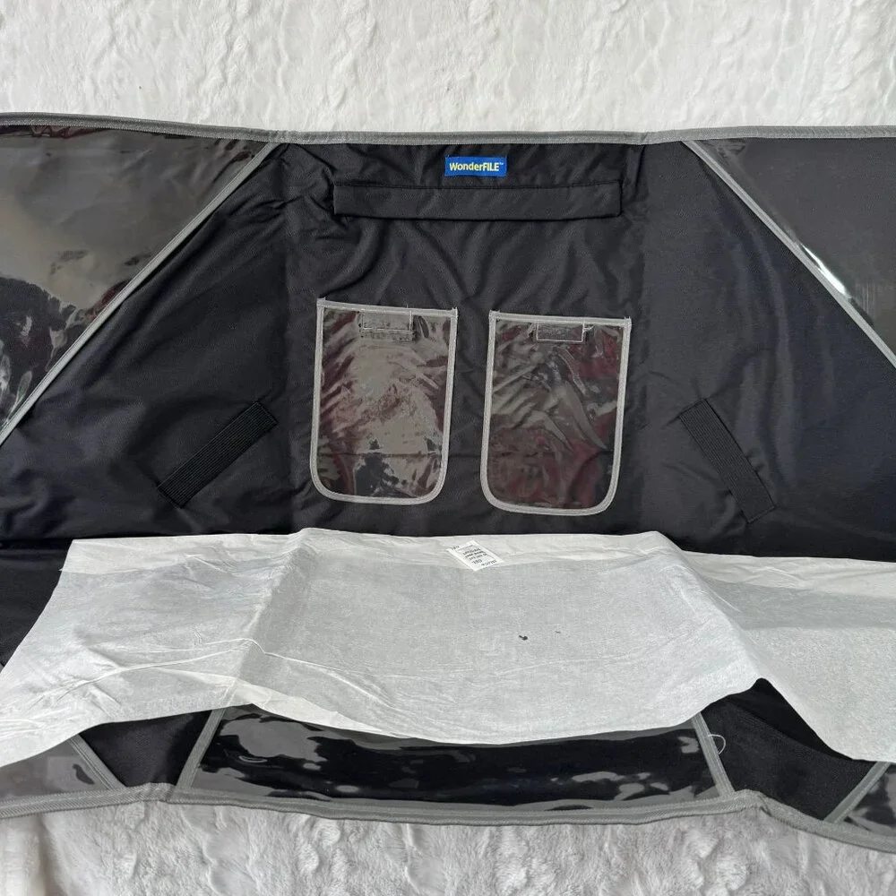Wonder File Portable Foldable Organizer With Pockets & Strap Black/Gray New
